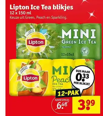 Kruidvat Lipton ice tea blikjes aanbieding