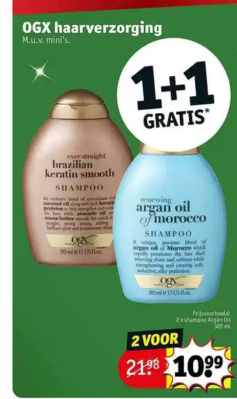 Kruidvat Ogx haarverzorging 1+1 gratis aanbieding