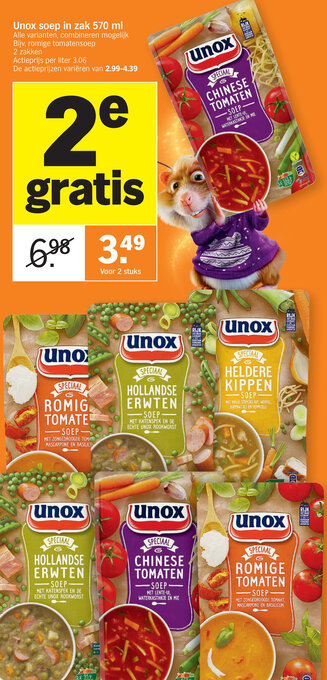 Albert Heijn Unox soep in zak 570ml aanbieding