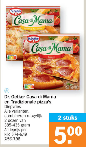Albert Heijn Dr. Oetker Casa di Mama en Tradizionale pizza's aanbieding