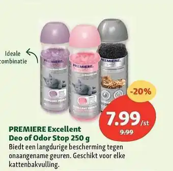 Maxi Zoo Première excellent deo of odor stop 250 g aanbieding