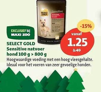 Maxi Zoo Select gold sensitive natvoer hond 100 g > 800 g aanbieding