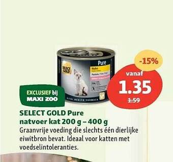 Maxi Zoo Select gold pure natvoer kat 200 g - 400 g aanbieding