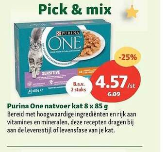 Maxi Zoo Purina one natvoer kat 8 x 85 g aanbieding