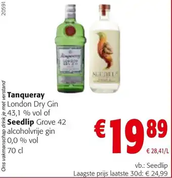 Colruyt Tanqueray London Dry Gin, Seedlip Grove 42 aanbieding