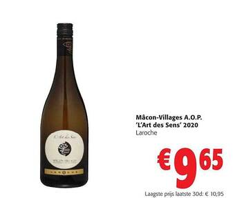 Colruyt Mâcon-villages a.o.p. 'l'art des sens' 2020 laroche aanbieding