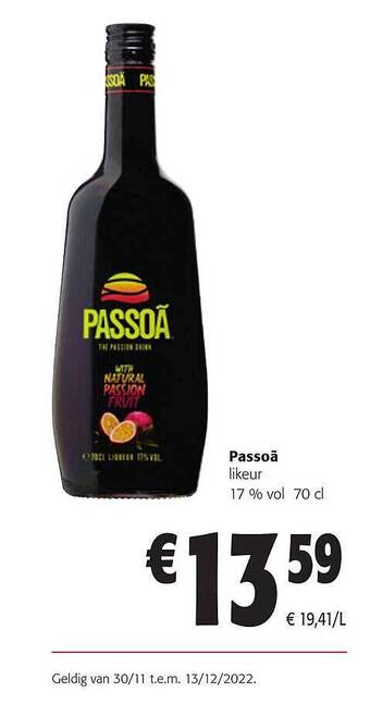 Colruyt Passoã likeur 17% vol. aanbieding