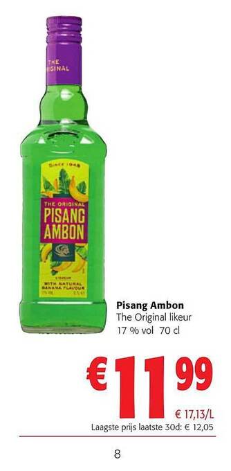 Colruyt Pisang ambon the original likeur 17% vol. aanbieding