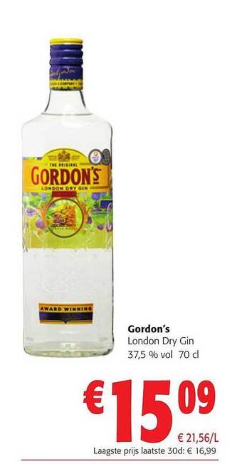 Colruyt Gordon's london dry gin 37,5% vol. aanbieding