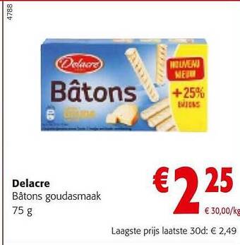 Colruyt Delacre bâtons goudasmaak aanbieding