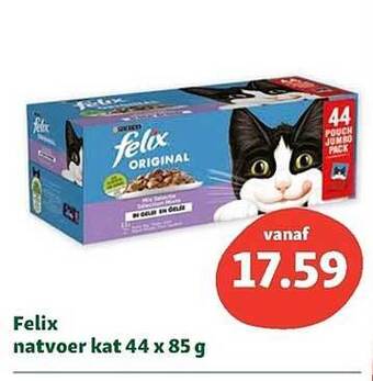 Maxi Zoo Felix natvoer kat 44 x 85 g aanbieding