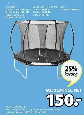Jysk Falk Trampoline 250cm aanbieding