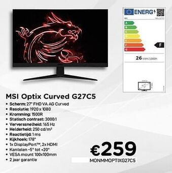 MSI optix curved g27c5