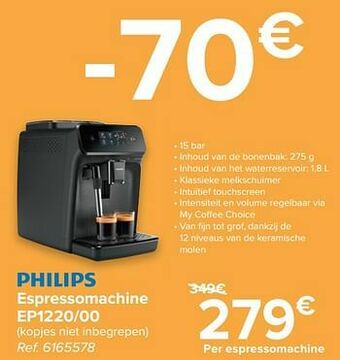 Carrefour Philips espressomachine ep1220-00 aanbieding