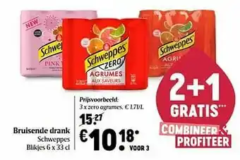 Delhaize Bruisende drank schweppes zero agrumes aanbieding