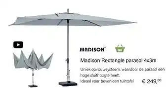 Multi bazar Madison rectangle parasol 4x3m aanbieding
