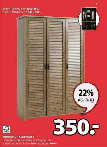 Jysk Manderup kleerkast aanbieding