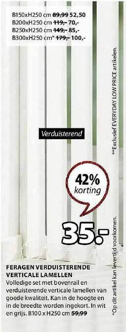 Jysk Feragen verduisterende verticale lamellen aanbieding