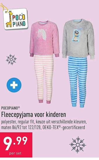 ALDI Pocopiano fleecepyjama voor kinderen aanbieding