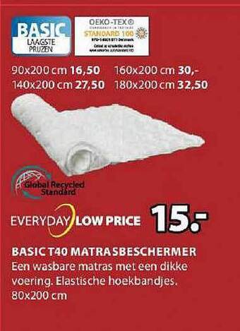 Jysk Basic t40 matrasbeschermer aanbieding