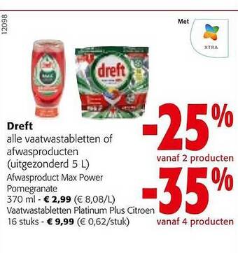 Colruyt Dreft alle vaatwastabletten of afwasproducten aanbieding
