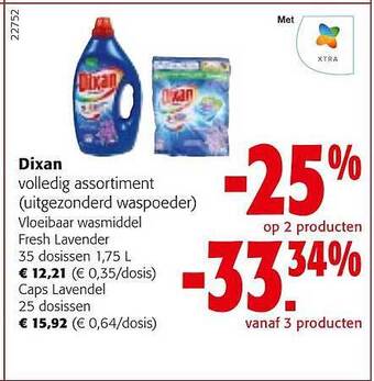 Colruyt Dixan volledig assortiment aanbieding