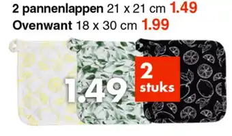 2 pannenlappen 21*21 cm