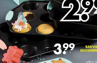 Wibra Bakvormen met siliconen handvat - Vorm voor 12 cupcakes 41.5*26.5*3.5 cm aanbieding