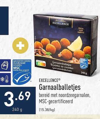 ALDI Excellence garnaalballetjes aanbieding
