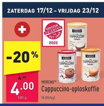 ALDI Moreno cappucinooploskoffie aanbieding