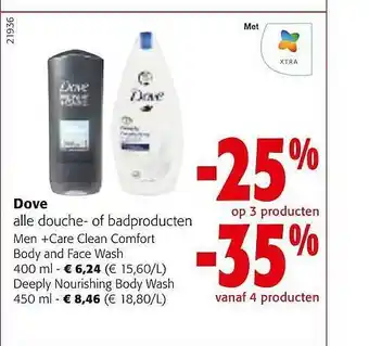 Colruyt Dove alle douche- of badproducten men + care clean comfort aanbieding