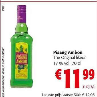 Colruyt Pisang ambon the original likeur 17% vol aanbieding