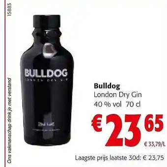 Colruyt Bulldog london dry gin 40% vol aanbieding