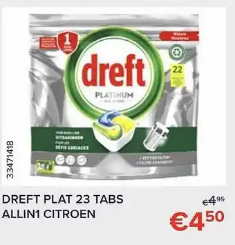 Euroshop Dreft plat 23 tabs allin1 citroen aanbieding
