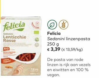 Bio Planet Felicia sedanini linzenpasta 250 gram aanbieding