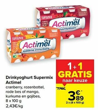 Carrefour Market Drinkyoghurt supermix actimel aanbieding
