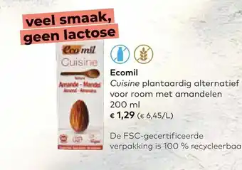 Bio Planet Ecomil cuisine planttardig alternatief voor room met amandelen 200 ml aanbieding