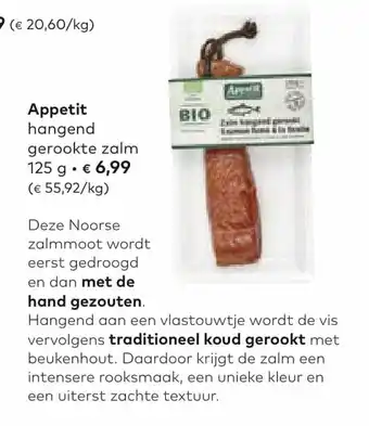 Bio Planet Appetit handgend gerookte zalm 125 gram aanbieding