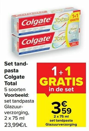 Carrefour Market Set tandpasta glazuurverzorging aanbieding
