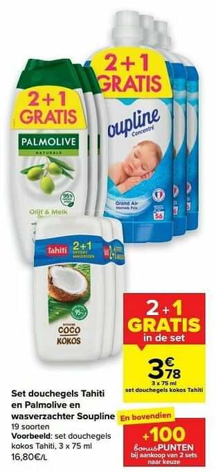 Carrefour Market Set douchegels kokos tahiti aanbieding