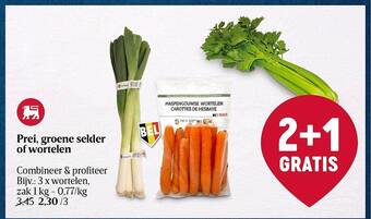 Prei, groene selder of wortelen