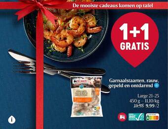 Delhaize Garnaalstaarten, rauw, gepeld en ontdarmd aanbieding