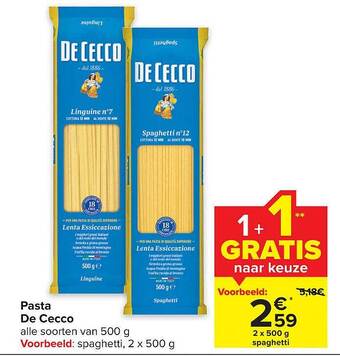 Carrefour Pasta de cecco aanbieding