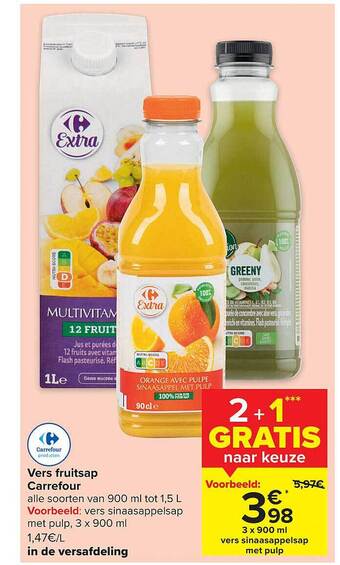 Carrefour Vers fruitsap aanbieding