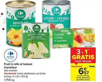 Carrefour Fruit in blik of bokaal aanbieding