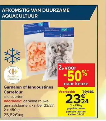 Carrefour Market Garnalen of langoustines aanbieding