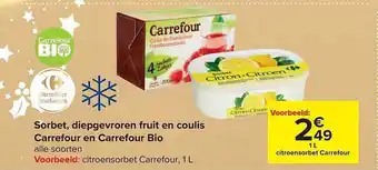Carrefour Market Sorbet, diepgevroren fruit en coulis carrefour en carrefour bio aanbieding