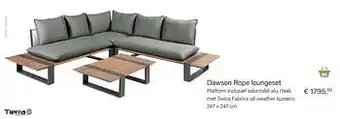 Dawson rope loungeset platform inclusief salontafel alu -teak met swiss fabrics all weather kussens