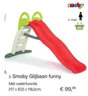 Multi bazar Smoby glijbaan funny met waterfunctie 217x87.5x118.2cm aanbieding