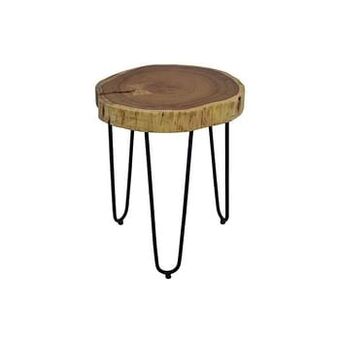 Leen Bakker HSM Collection bijzettafel Live Edge - naturelkleur/zwart - 32-38x45 cm - Leen Bakker aanbieding